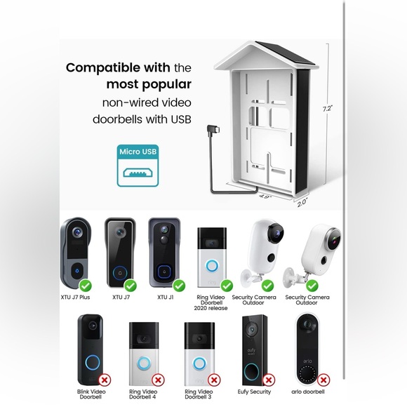 Waterproof & Continuous Charging Solar☀️Charger for Video Doorbell - Picture 5 of 10